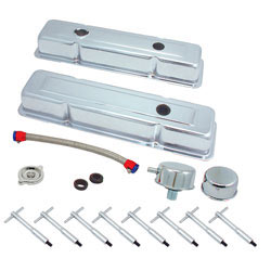 Small block Chevy chrome dress up kit, 54083, from Spectre Performance for those needing to retain the OEM style