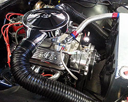 Under the hood of this Chevrolet is a 383 cubic inch Chevrolet small block stroker motor