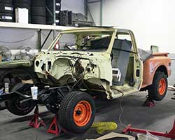 The 1972 Chevy C10 project truck rolled into the Phillips’ garage in August 2012 in rather rough condition before the couple began the tear-down and C10R concept truck transformation