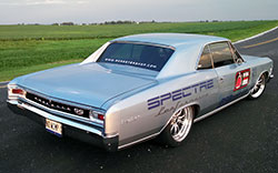 The Roadster Shop chassis used in this 1966 Chevrolet Chevelle uses new frame rails for an incredibly low ride height yet sufficient ground clearance for normal street driving