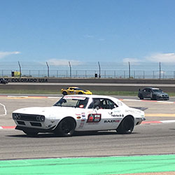 James Shipka in his Spectre equipped and sponsored 1967 "One Lap Camaro" came to WIN. Expert, Shipka, leading the pack in GTV Class on the road course.