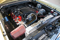 Engine bay of LSX-equipped first generation Mustang