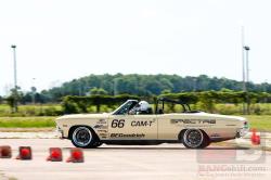 View of the '66 Chevelle on course with the top down