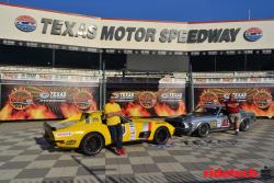 Shot of the 48 Hour Corvette and the RideTech '69 Ford Mustang Texas Motor Speedway with drivers