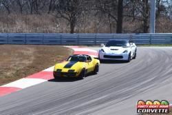 View of Chris Smith and Bret Voelkel on track at National Corvette Museum in the 48 Hour Corvette