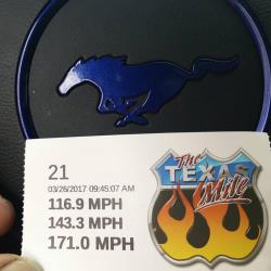 Photo of the time slip for Code_blu and the Texas Mile speeds