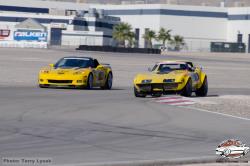 Photo of Chris Smith in the "48 Hour Corvette" on the road course at LVMS