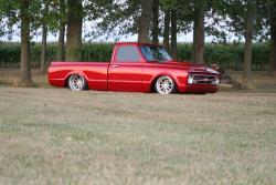 Photo of Chris Smith's red 1967 C-10 truck.