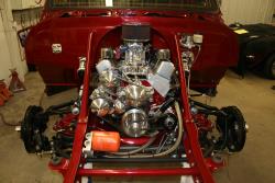 Photo of the Red 1967 C-10 700 hp 434 cubic inch small block engine.