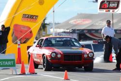 Mary at the autocross start line at 2011 Optima Ultimate Street Car Invitational